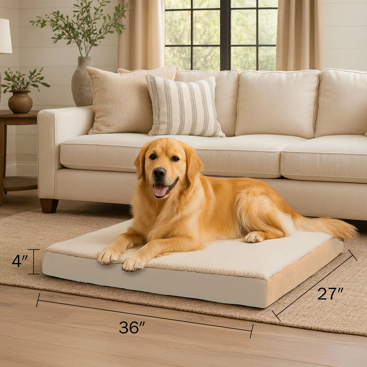 PETMAKER Orthopedic Memory Foam Pet Bed - 36" X 27", Tan