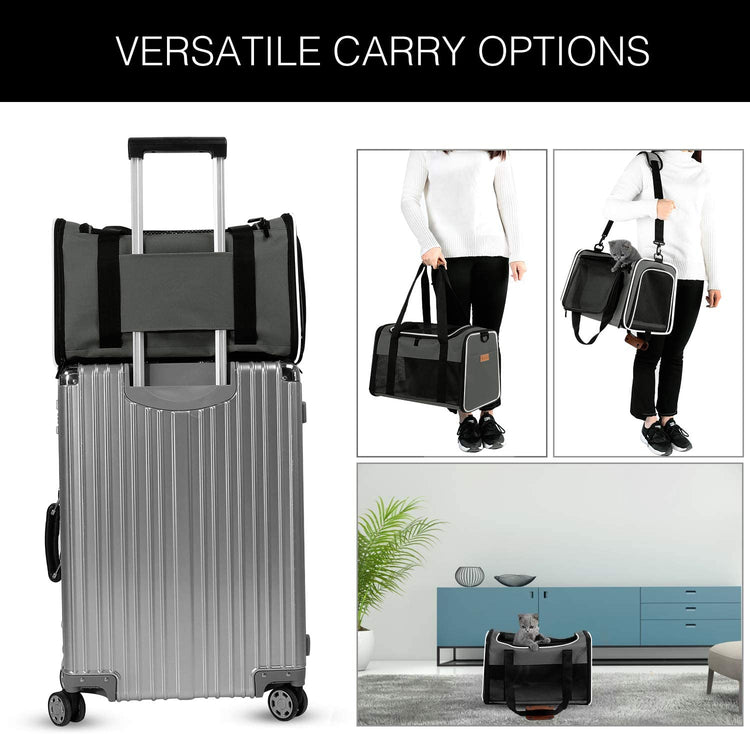 Portable Foldable Cat and Dog Carrier - Soft-Sided Pet Bag for Pets up to 22 lbs, Airline Approved Travel Carrier