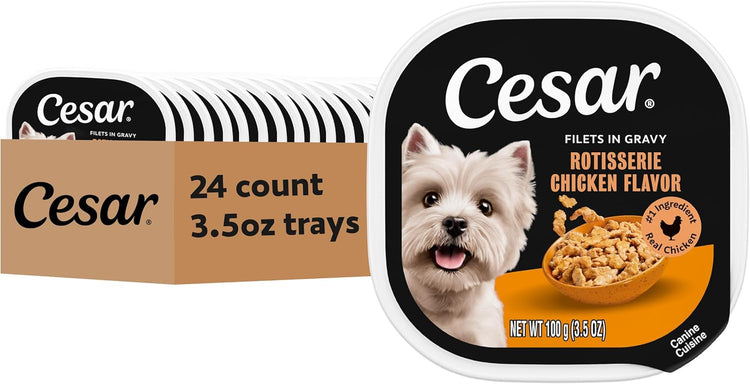 Rotisserie Chicken Flavor Filets in Gravy Wet Dog Food, 3.5 Oz, Pack of 24