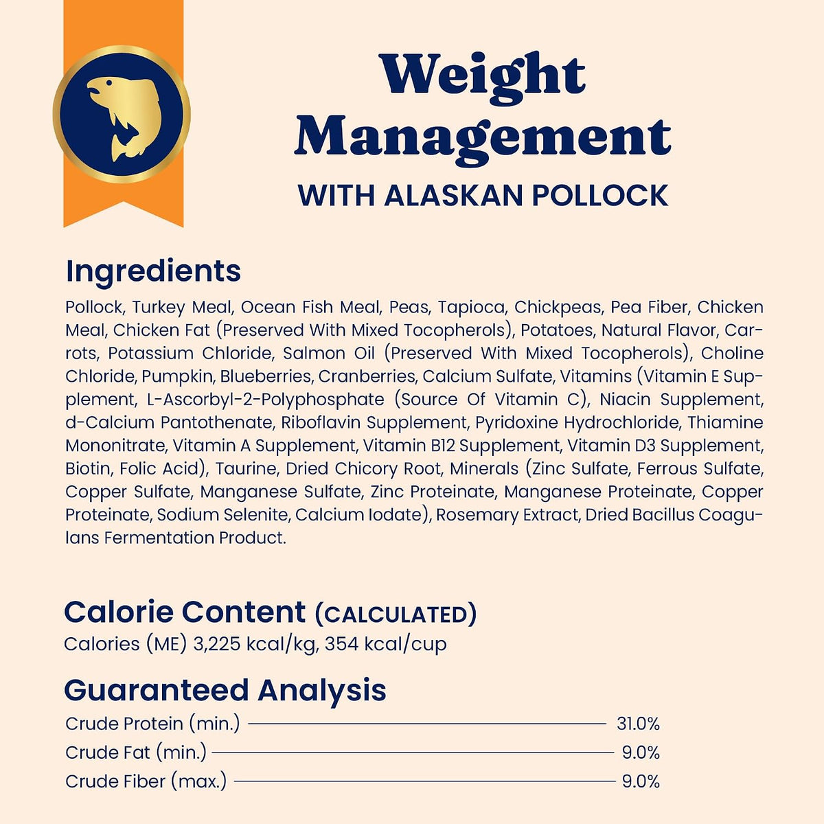 Alaskan Pollock Adult Cat Food - 3LB Weight Management Formula for Optimal Health