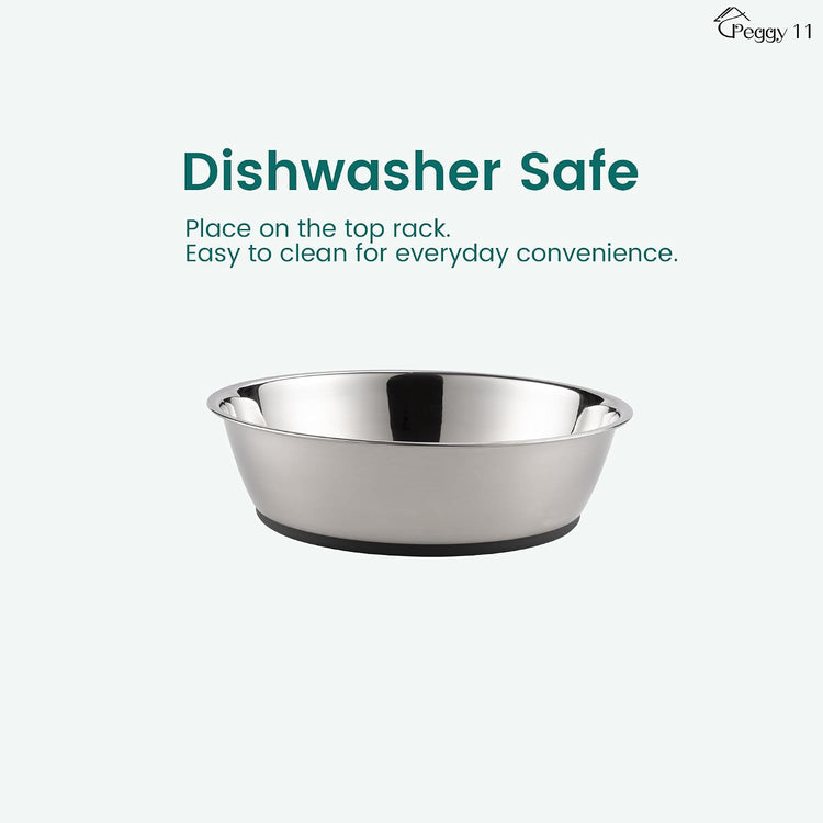 Premium Lightweight Stainless Steel Pet Bowls, 3-Cup Capacity Each, Set of 2
