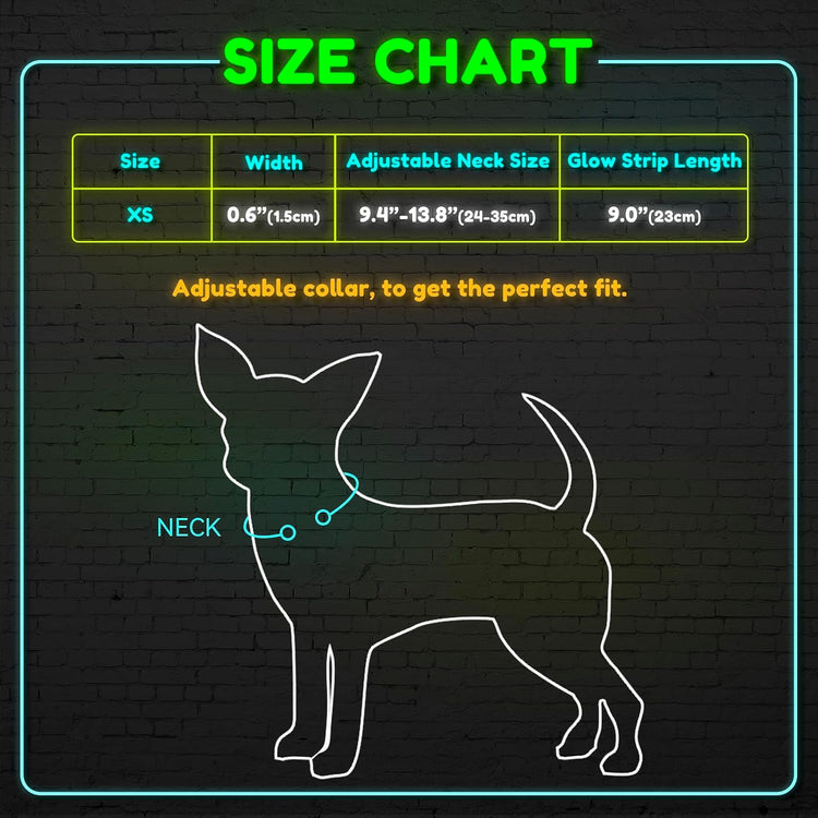 Illuminated Dog Collar for Small Dogs and Cats (Pink, XS)