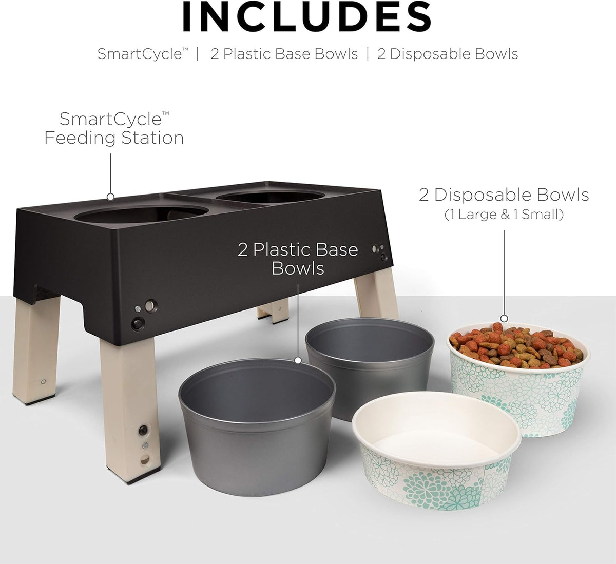 for Pets Adjustable Height Elevated Dog Bowls with Disposable Inserts