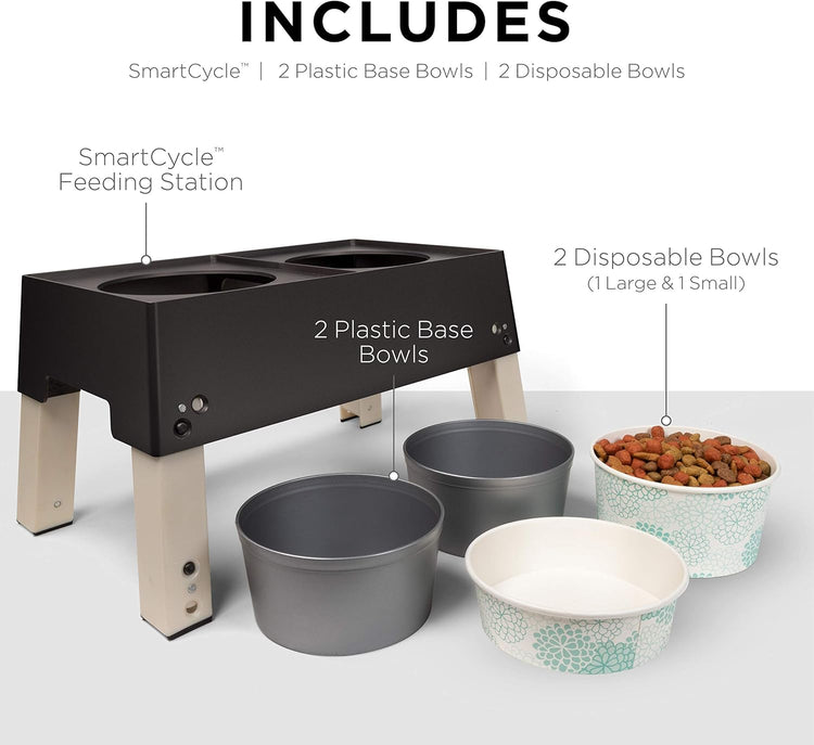 for Pets Adjustable Height Elevated Dog Bowls with Disposable Inserts