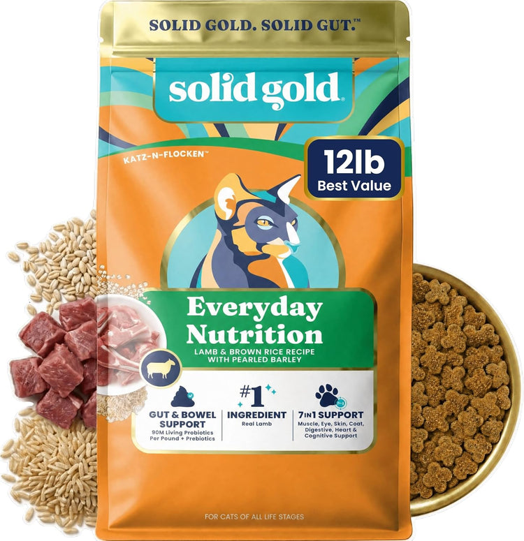 Premium Indoor Lamb Dry Cat Food with Probiotics for Kittens and Adults - 12 lb Bag