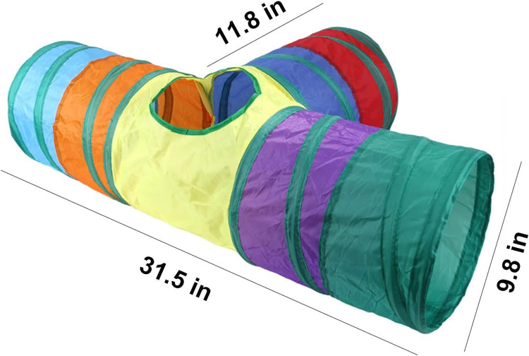 32-Piece Interactive Cat Toy Set with Foldable Rainbow Tunnel, Teaser Wand, Fluffy Mouse, Crinkle Balls, and Bell for Puppies and Kittens (3-Way)
