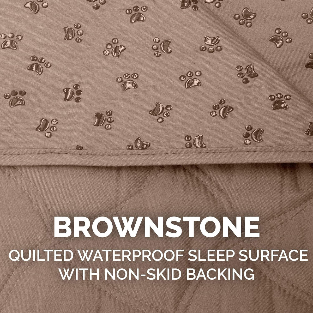Waterproof Non-Slip Twin Size Mattress Protector for Pets, Washable Quilted Twill Cover for Beds, Couches, and Car Seats - Brownstone
