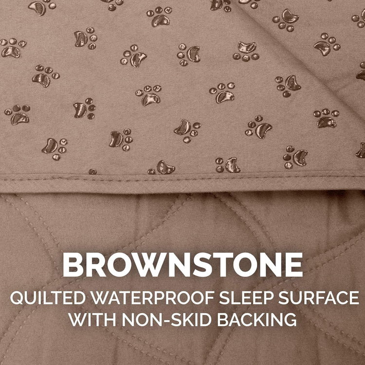 Waterproof Non-Slip Twin Size Mattress Protector for Pets, Washable Quilted Twill Cover for Beds, Couches, and Car Seats - Brownstone