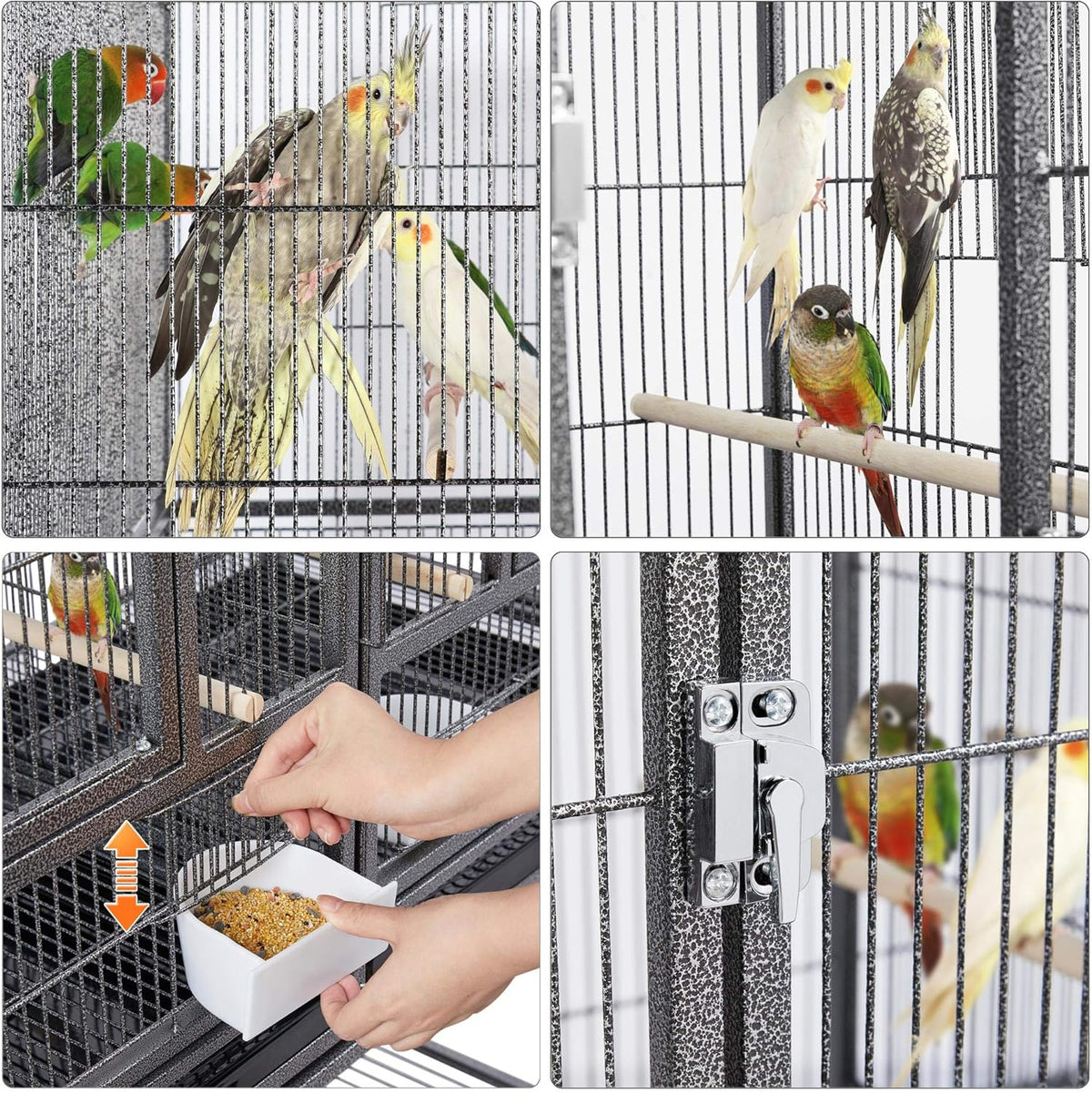 41.5" Stackable Divided Breeder Cage for Parakeets, Canaries, Cockatiels, Lovebirds, Finches, Budgies, and Small Parrots with Rolling Stand, Black