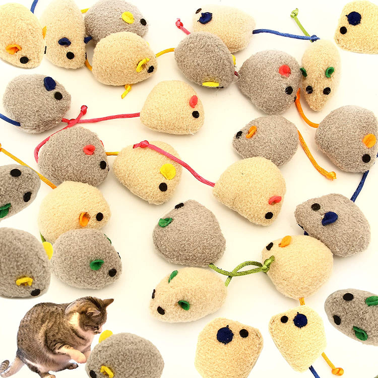 20-Piece Cat Toy Set with Catnip Mice for Interactive Play - Ideal for Cats, Kittens, and Puppies (Grey)