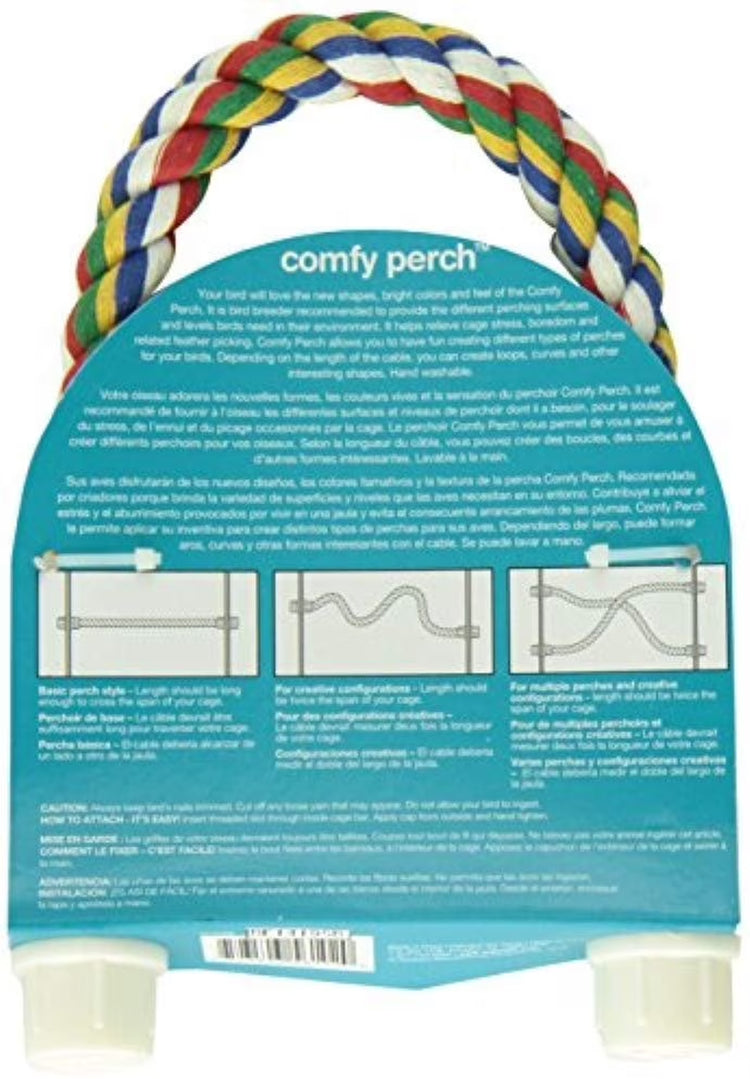 Comfy Perch Cable Interactive Cage Toy for Birds Multicolor Small 21 Inch
