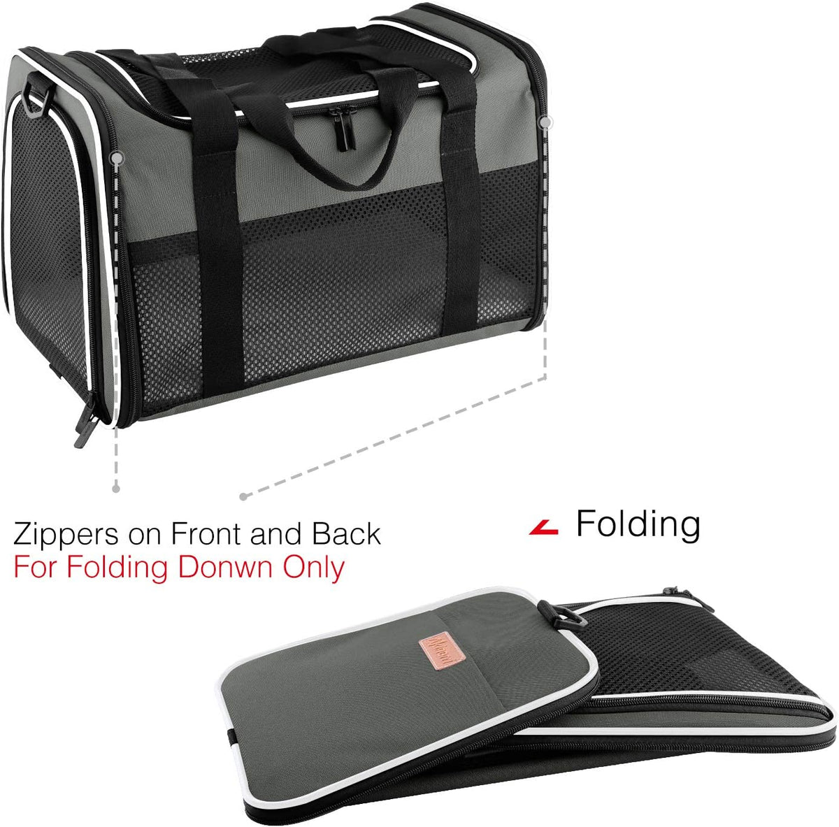 Portable Foldable Cat and Dog Carrier - Soft-Sided Pet Bag for Pets up to 22 lbs, Airline Approved Travel Carrier
