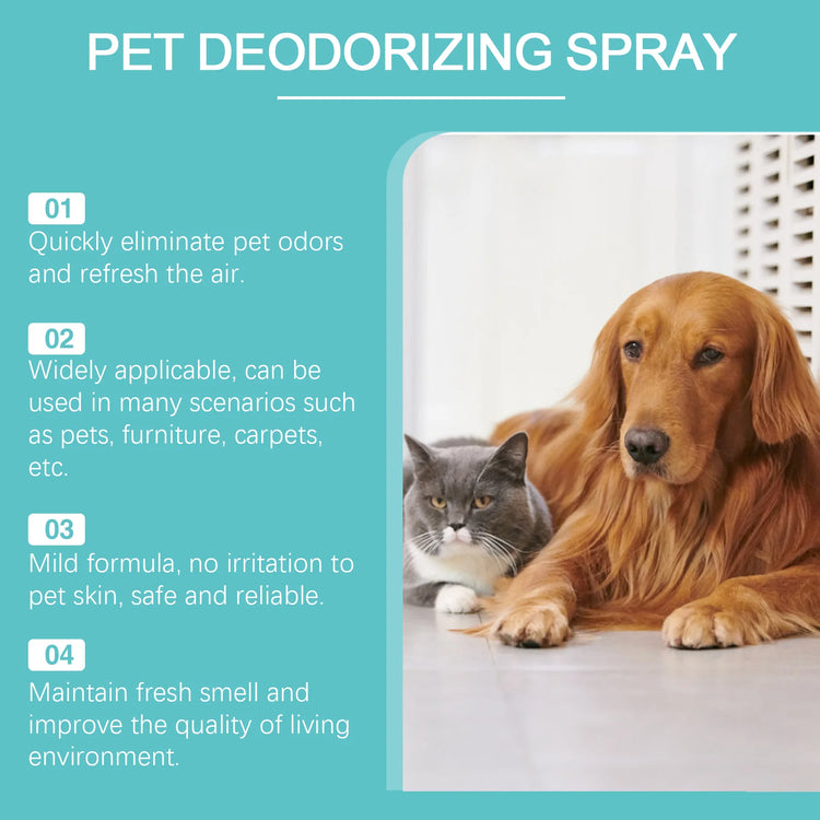 Pet Deodorant Spray, Gentle Pet Odor Eliminator for Dogs & Cats, Instantly Remove Bad Smell for Pet Bedding, Carpet & Home Surfaces, 120ML