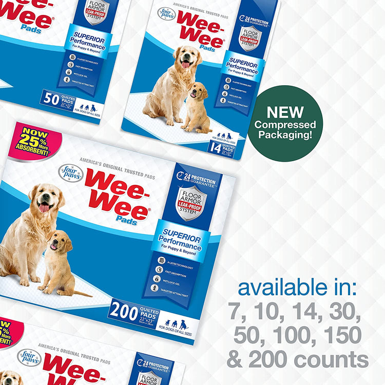 Wee-Wee Superior Performance Dog Training Pads, 200 Count