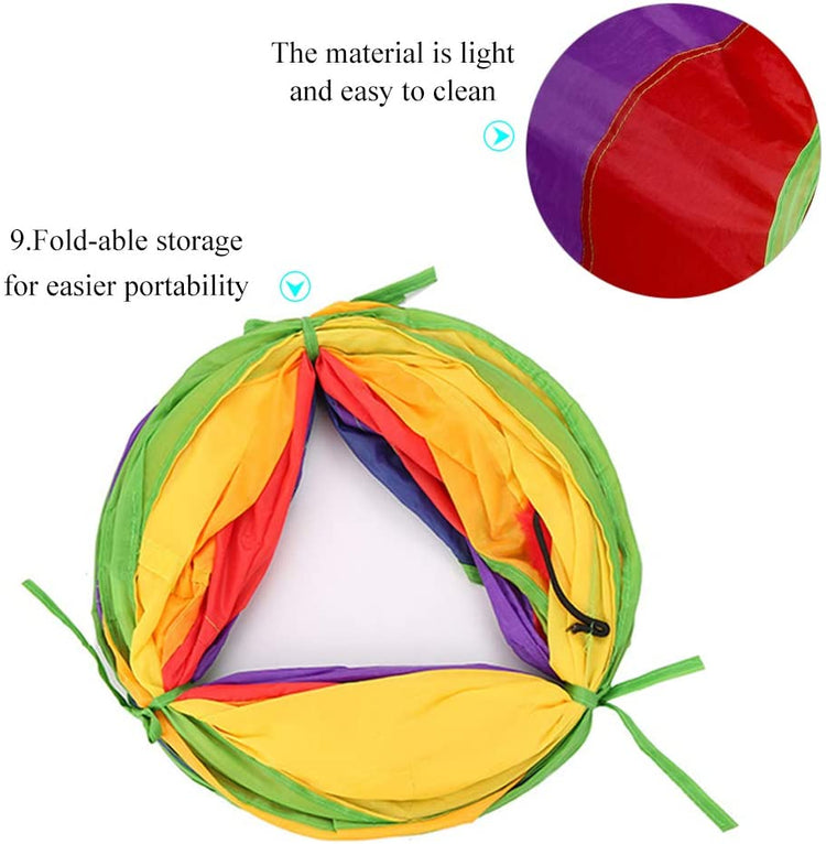 45" Rainbow Collapsible Cat Tunnel with Fun Ball and Dual Access Holes for Indoor Kittens - Ideal for Exercise, Hiding, and Play