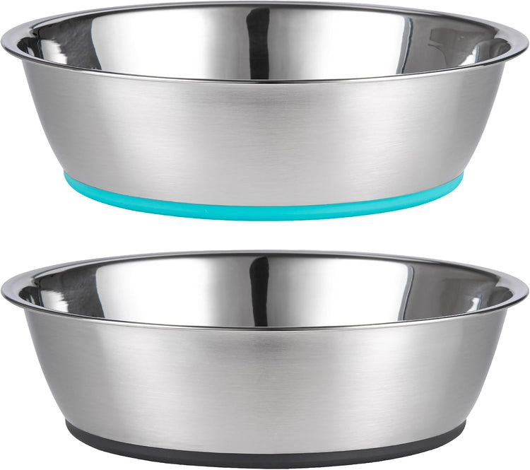 Premium Lightweight Stainless Steel Pet Bowls, 3-Cup Capacity Each, Set of 2