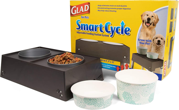 for Pets Adjustable Height Elevated Dog Bowls with Disposable Inserts