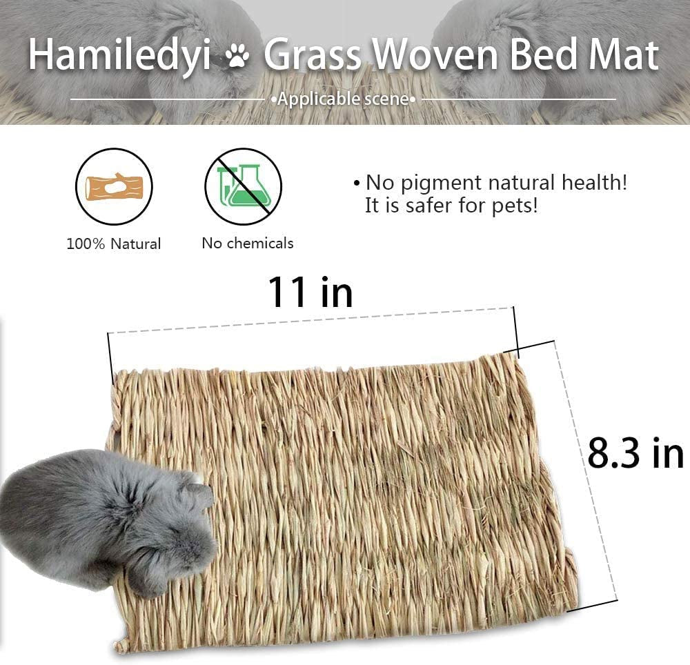 Woven Grass Mat Set for Rabbits - 12 Piece Chew Toy Bed Mat Collection