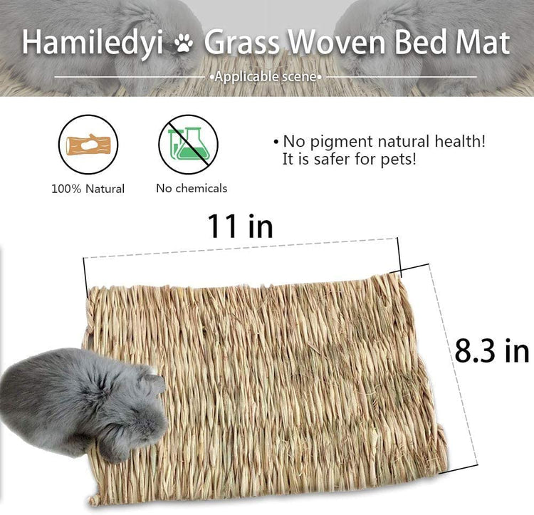 Woven Grass Mat Set for Rabbits - 12 Piece Chew Toy Bed Mat Collection
