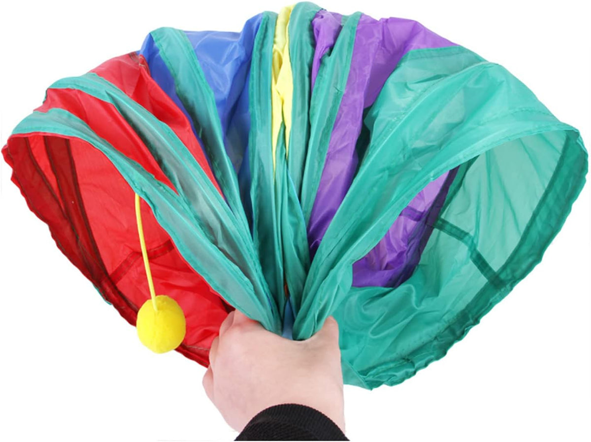 32-Piece Interactive Cat Toy Set with Foldable Rainbow Tunnel, Teaser Wand, Fluffy Mouse, Crinkle Balls, and Bell for Puppies and Kittens (3-Way)