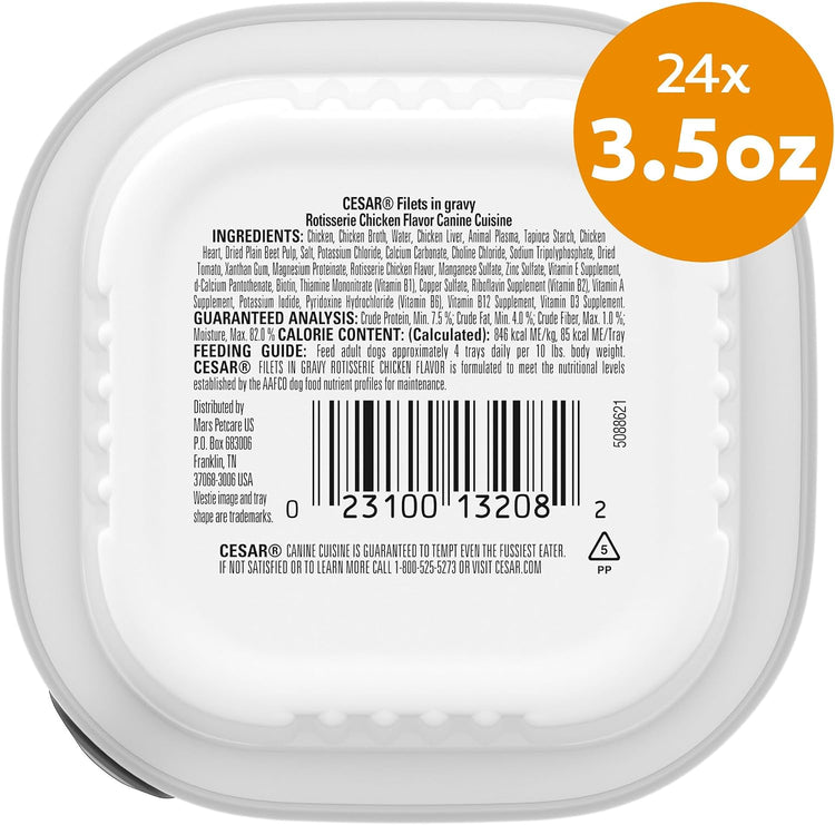 Rotisserie Chicken Flavor Filets in Gravy Wet Dog Food, 3.5 Oz, Pack of 24