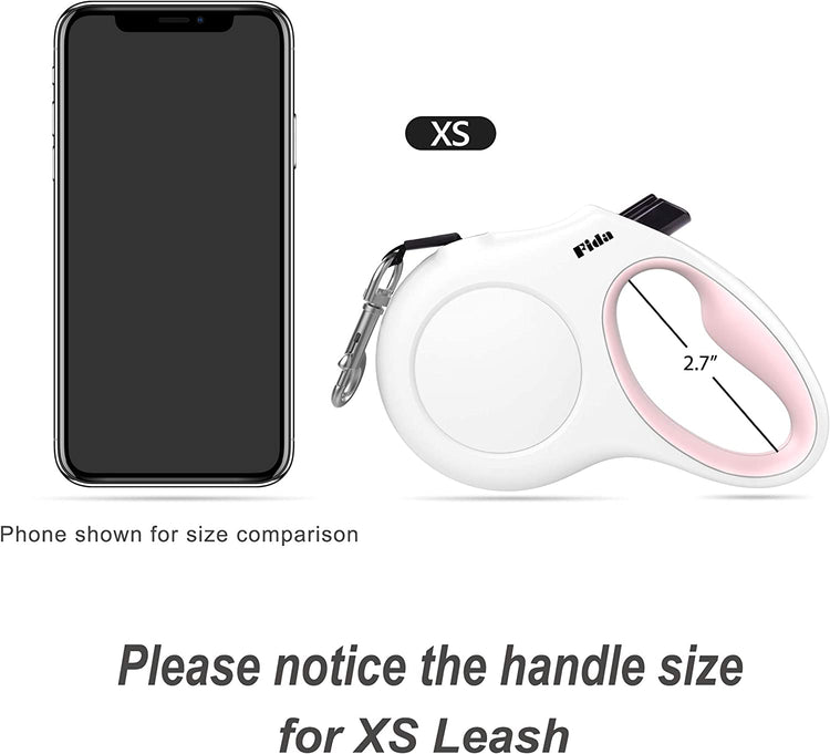 10ft Retractable Dog Leash with Integrated Dispenser and Waste Bags in White and Pink