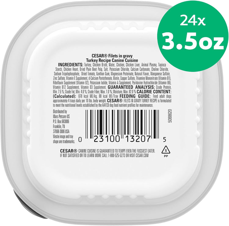 Turkey Recipe Wet Dog Food Filets in Gravy, 3.5 Oz, 24-Pack