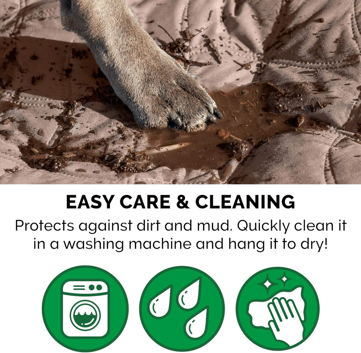Waterproof Non-Slip Twin Size Mattress Protector for Pets, Washable Quilted Twill Cover for Beds, Couches, and Car Seats - Brownstone