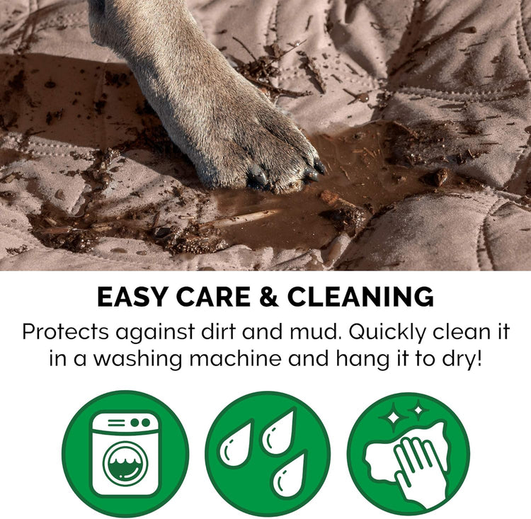 Waterproof Non-Slip Twin Size Mattress Protector for Pets, Washable Quilted Twill Cover for Beds, Couches, and Car Seats - Brownstone