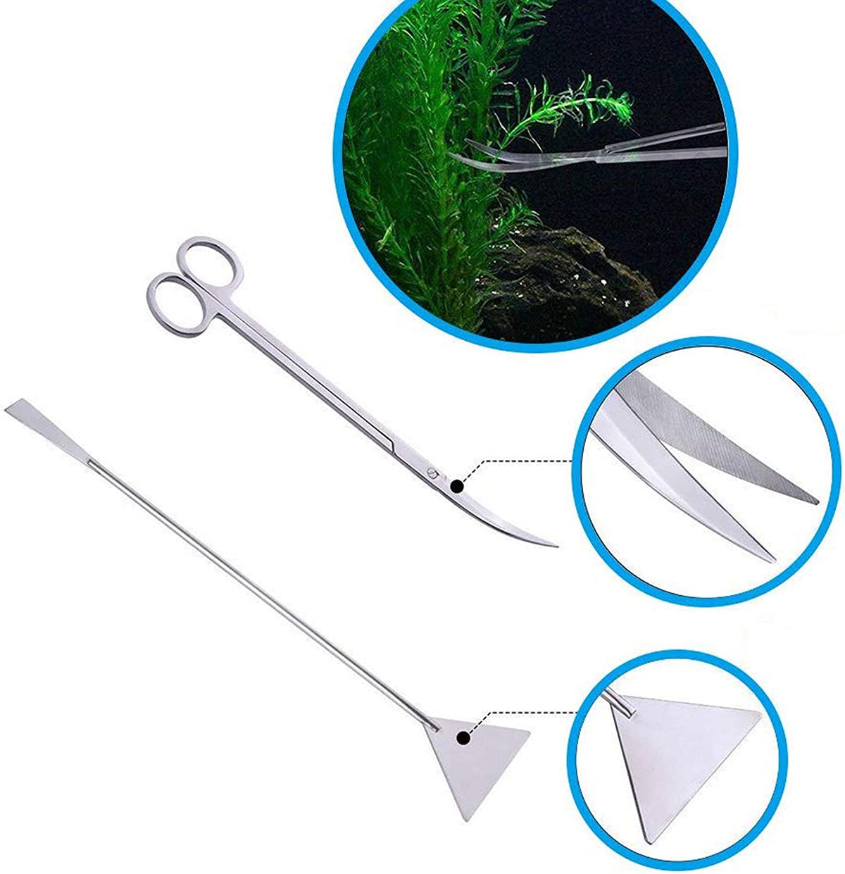 Professional Aquascaping Tool Set: 4-in-1 Stainless Steel Long Tweezers, Scissors, and Spatula for Aquariums, Fish Starter Kits, and Terrariums