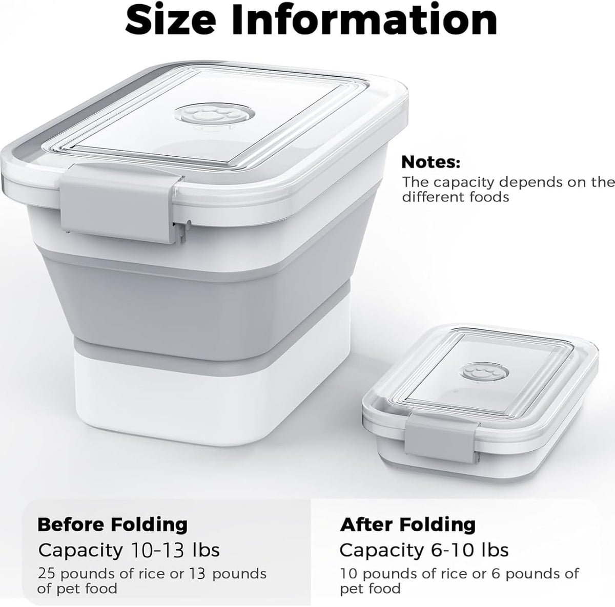 Collapsible Airtight Dog Food Storage Container (10-13 lbs)