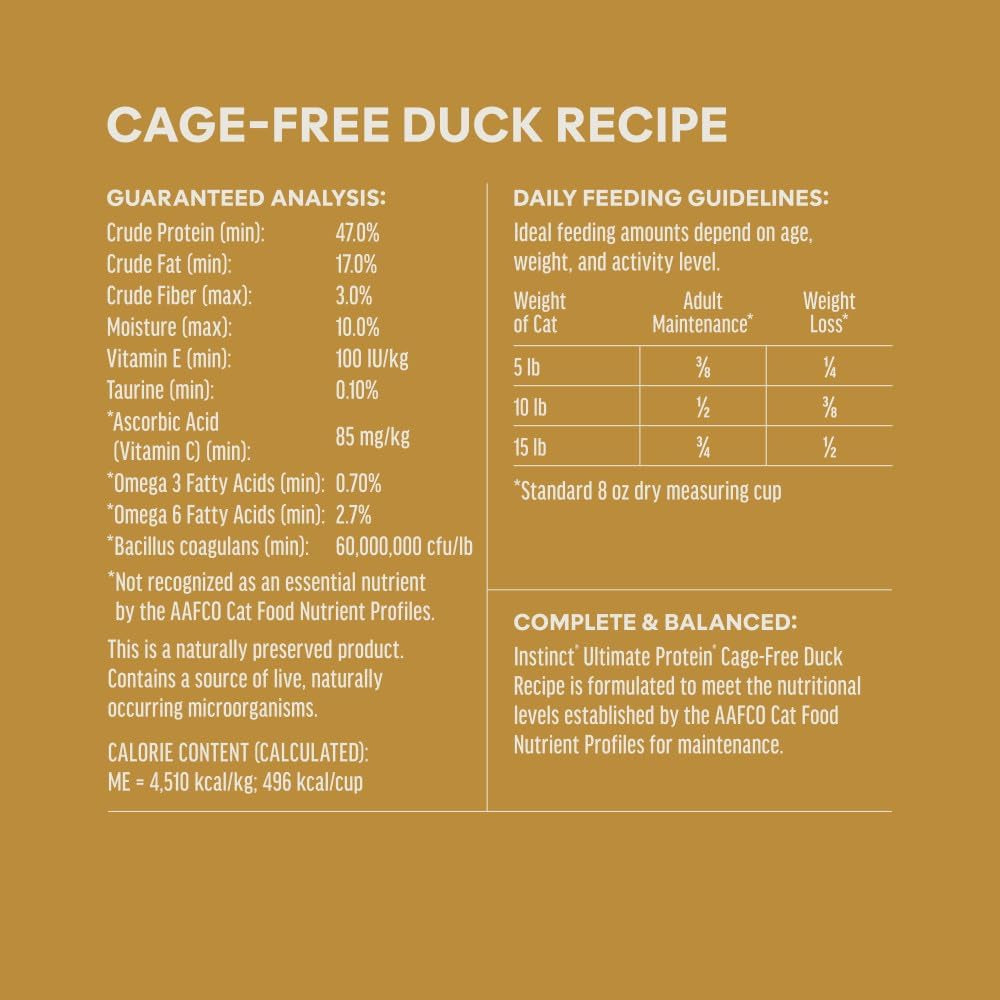 Premium Cage-Free Duck Protein Cat Food - 4 lb Bag