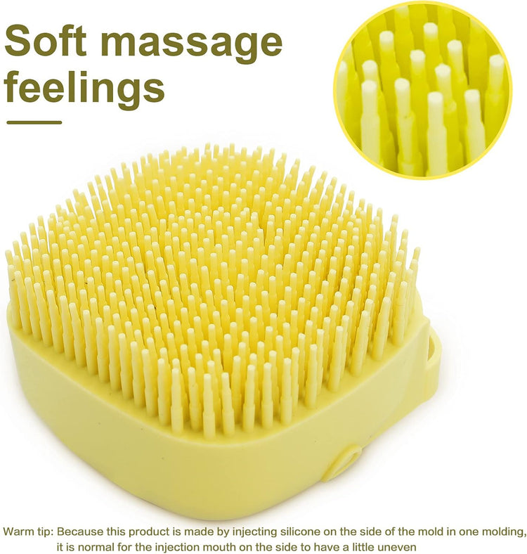 Professional Pet Bath Brush with Integrated Shampoo Dispenser - Yellow