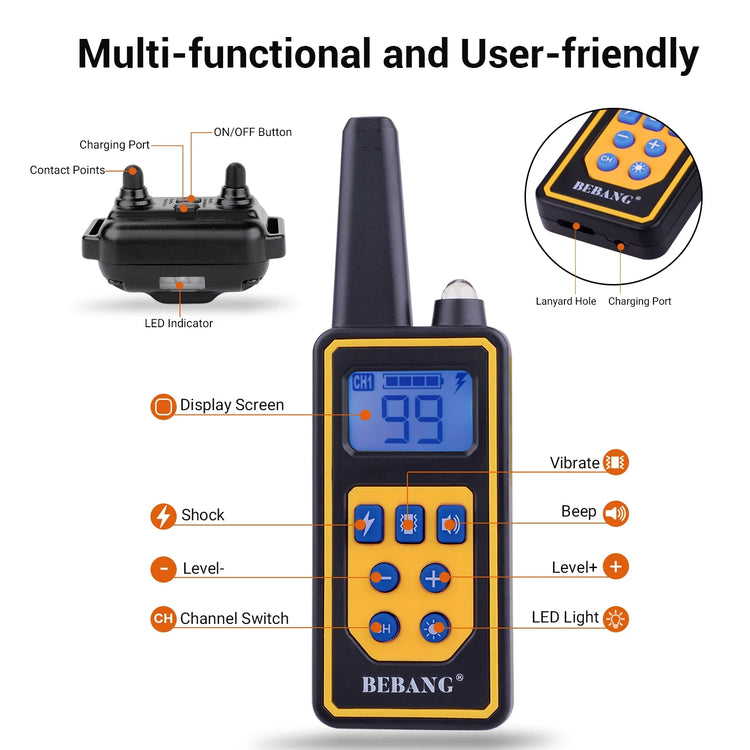 2600FT Dog Training Collars for 2 Dogs, Dog Shock Collar with Remote, 3 Modes Beep Vibration Shock, Waterproof, LED Light for Training Small Medium Large Dogs