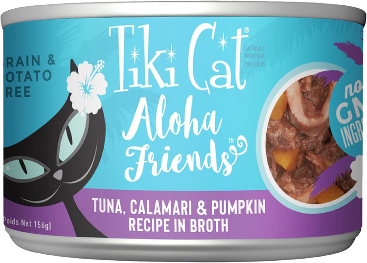 Tiki Cat Aloha Friends Gourmet Tuna, Calamari & Pumpkin Cat Food - 5.5 oz Can, Pack of 8