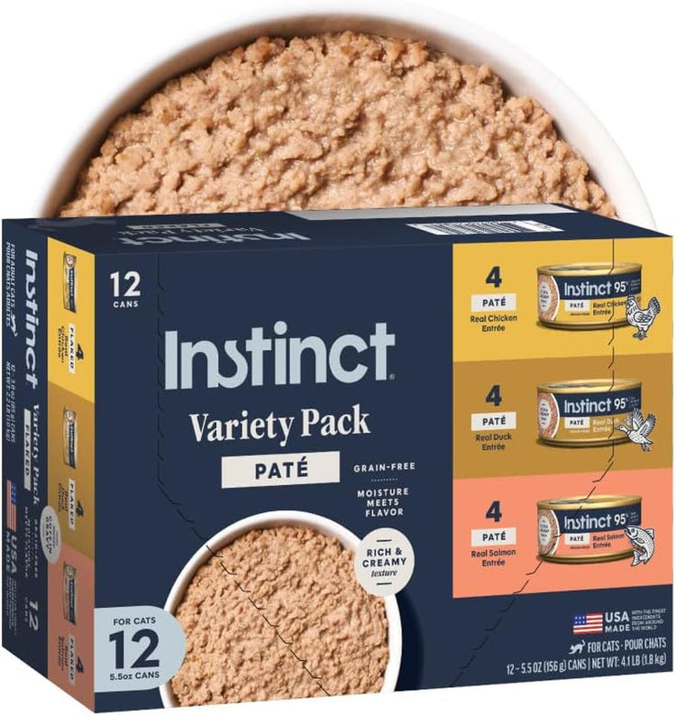 Gourmet Pâté Entrées Wet Cat Food Variety Pack - 12 x 5.5 oz Cans for Happy, Healthy Cats!