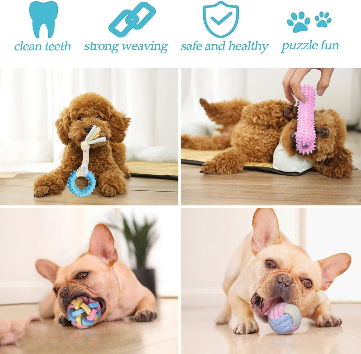 Interactive Teething Chew Toys for Puppies - Small Dog Rope Balls and Tug Toys with Storage Basket