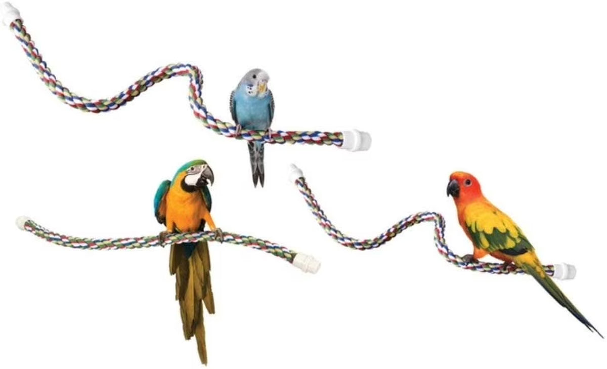 Comfy Perch Cable Interactive Cage Toy for Birds Multicolor Small 21 Inch