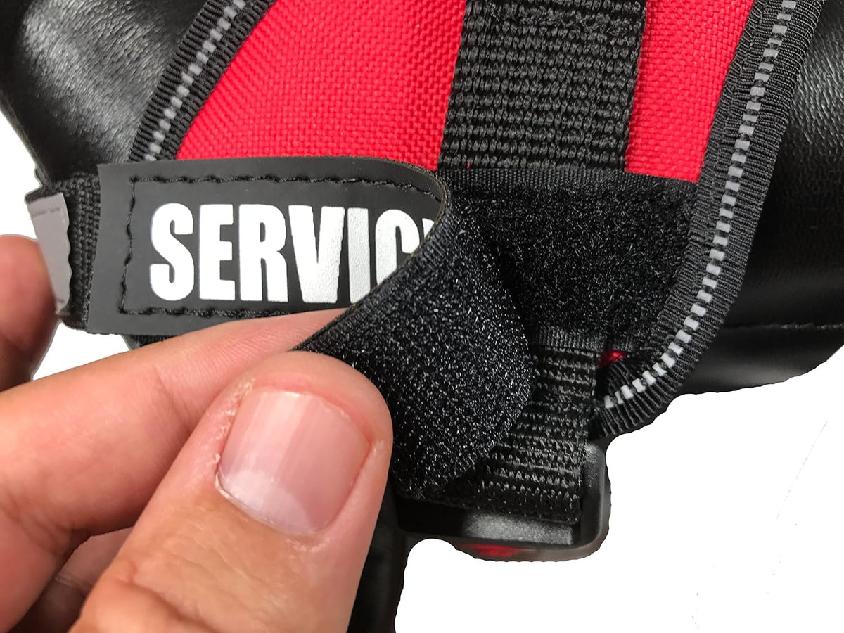 Reflective Service Dog Patches with Hook Backing for Service Animal Vests and Harnesses - Small (4.6 x 1 Inch)