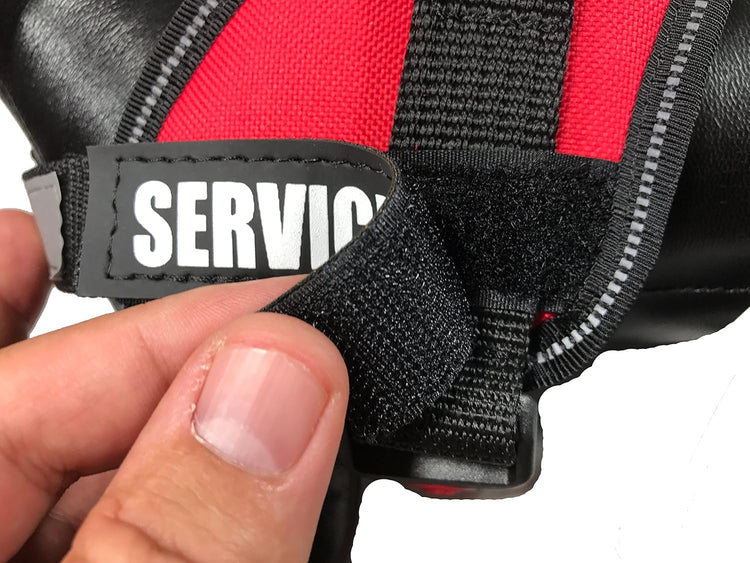 Reflective Service Dog Patches with Hook Backing for Service Animal Vests and Harnesses - Small (4.6 x 1 Inch)