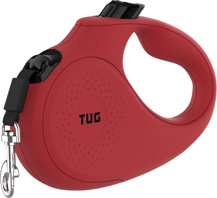 Monochrome 360° Tangle-Free Retractable Dog Leash - 16 Ft Durable Nylon Tape (Medium, Red)