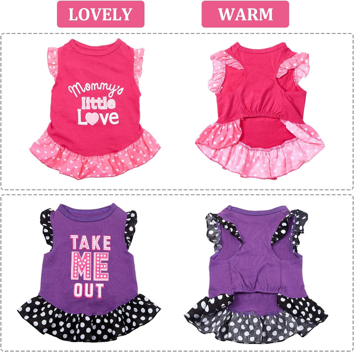 2-Piece Dog Dress Set for XS/S/M/L - Love and Me, Medium