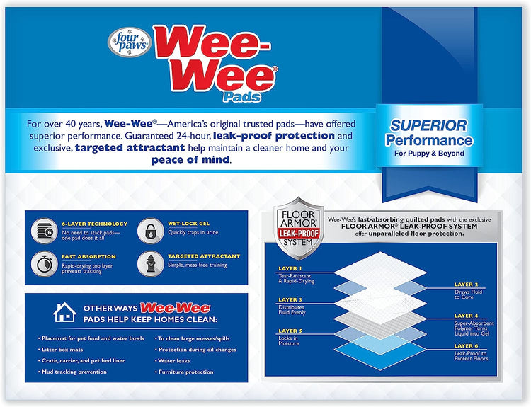 Wee-Wee Superior Performance Dog Training Pads, 200 Count