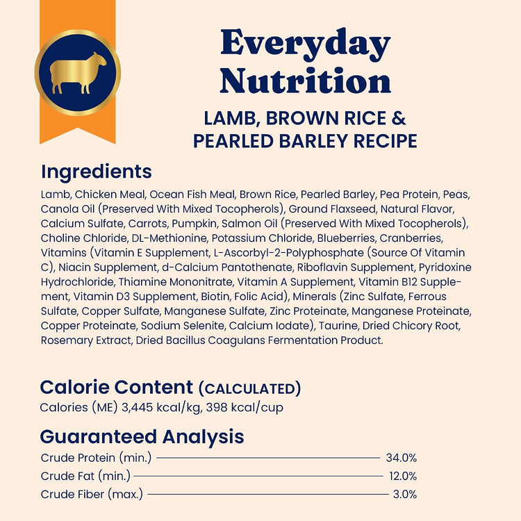 Premium Indoor Lamb Dry Cat Food with Probiotics for Kittens and Adults - 12 lb Bag