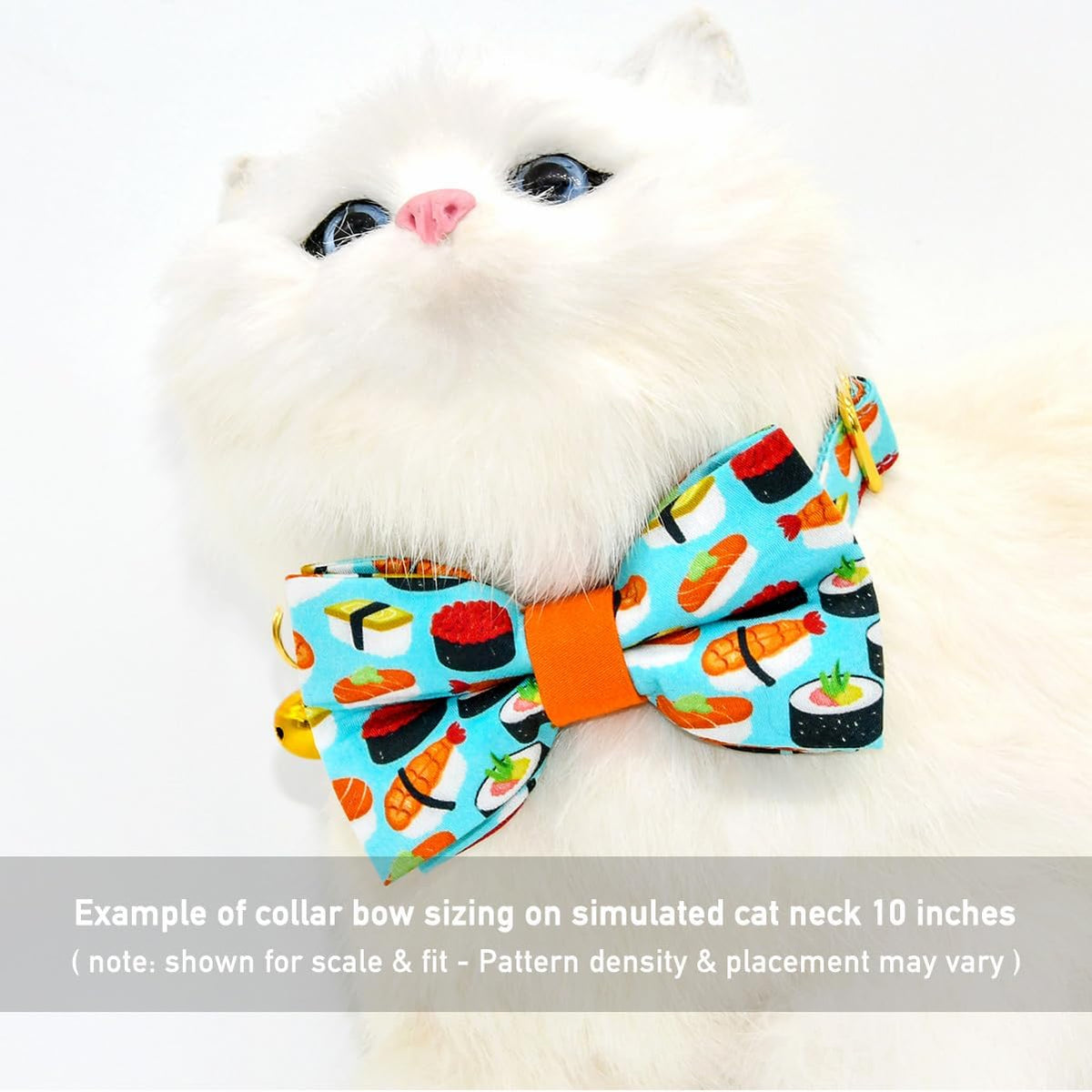 Sushi-Themed Breakaway Cat Collar and Bow Tie Set for Weddings and Birthdays