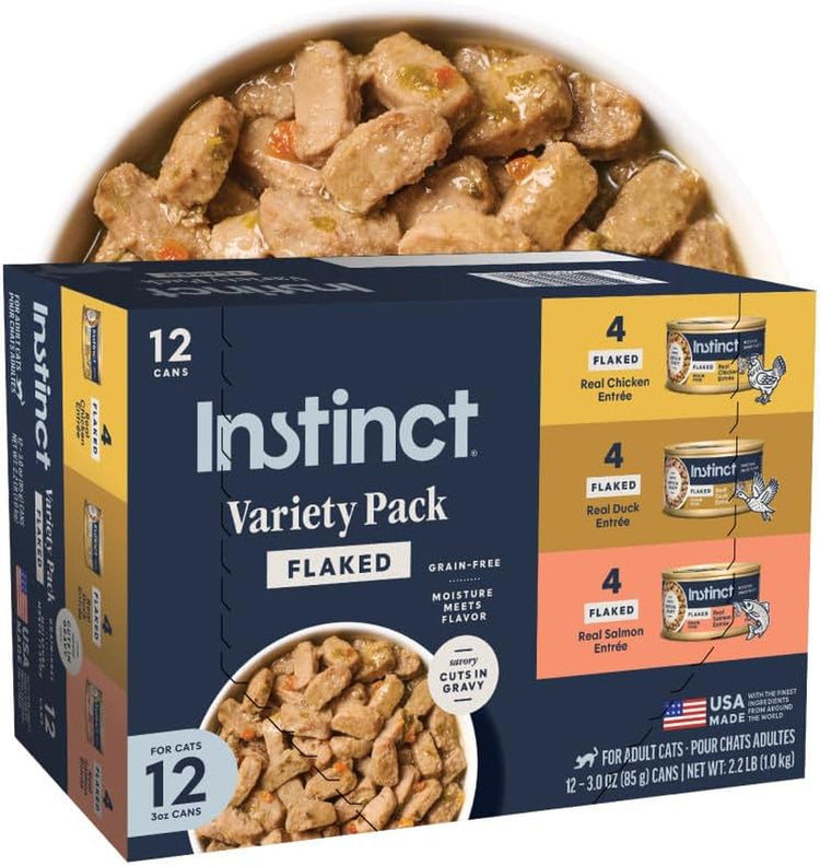 Delicious Flaked Entrees Variety Pack Wet Canned Cat Food - 12 Count (3 Oz Each)
