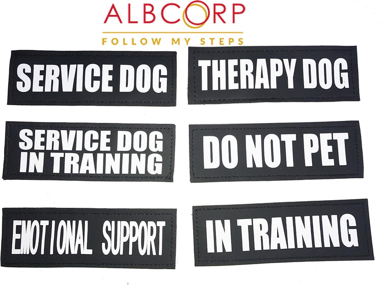 Reflective Service Dog Patches with Hook Backing for Service Animal Vests and Harnesses - Small (4.6 x 1 Inch)