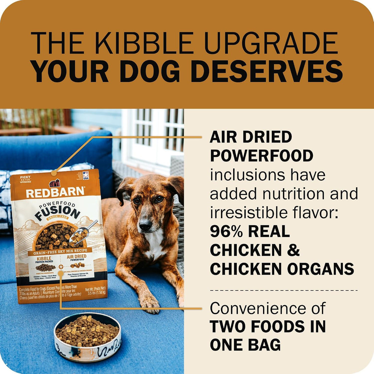 Redbarn Air-Dried Powerfood Fusion Grain-Free Kibble, Sky Mix Recipe, 3.5 lb Bag