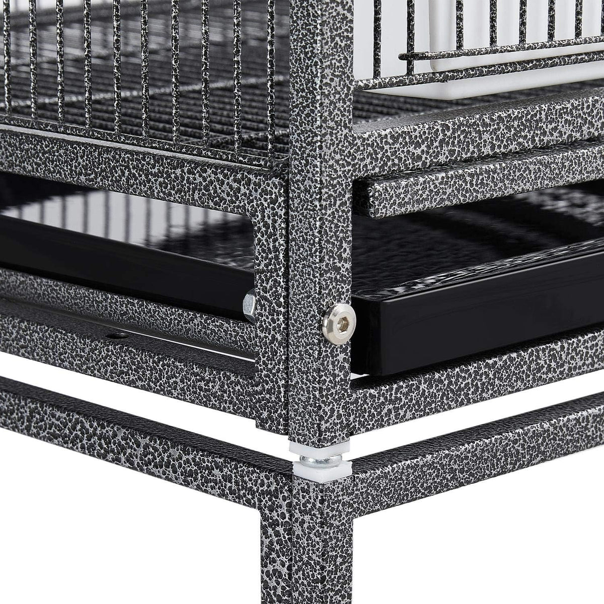 41.5" Stackable Divided Breeder Cage for Parakeets, Canaries, Cockatiels, Lovebirds, Finches, Budgies, and Small Parrots with Rolling Stand, Black