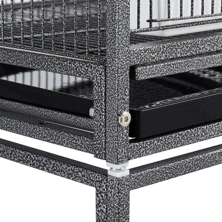 41.5" Stackable Divided Breeder Cage for Parakeets, Canaries, Cockatiels, Lovebirds, Finches, Budgies, and Small Parrots with Rolling Stand, Black